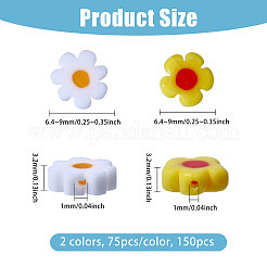 150 Stück 2 Farben handgemachte Millefiori Glasperlenstränge&nbsp;LAMP-CA0001-14