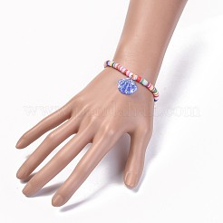 Handgemachte geflochtene Armbänder aus Heishi-Perlen aus Polymer-Ton für Kinder&nbsp;BJEW-JB04319-M