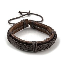 Verstellbare Armbänder aus PU-Leder und gewachster geflochtener Kordel&nbsp;BJEW-F468-17
