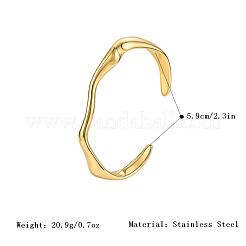 Bracelets joncs ouverts texturés à vagues en acier inoxydable 304 pour femmes&nbsp;NJ1882