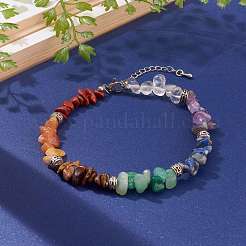 Cavigliere con perline di pietre preziose naturali con chip chakra&nbsp;AJEW-AN00388