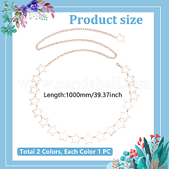 2 stücke 2 farben aushöhlen legierung stern link kette taille bauch ketten für frauen&nbsp;AJEW-UN0002-88