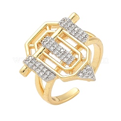 Anillos de puño abiertos de latón con micro pavé de circonita cúbica transparente para mujeres y hombres&nbsp;KK-B124-12GP