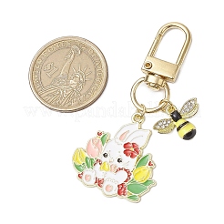 Pendentifs décoratifs en alliage émaillé en forme d'abeilles et de lapins&nbsp;HJEW-JM02701-01