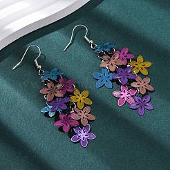 430 Edelstahl Blumen Ohrhänger&nbsp;EJEW-A137-07P-01