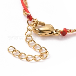 Bracciale a maglie a forma di cuore in acciaio inossidabile 304 placcato oro con ciondoli in perline di vetro per donna&nbsp;STAS-E154-05G-02