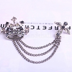 Couronne et croix avec broche à pompon en chaîne&nbsp;RELI-PW0001-099B