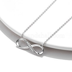 Colliers avec pendentif en forme de 8 en argent sterling plaqué rhodium et 925 zircones cubiques pour femmes&nbsp;NJEW-BB72241