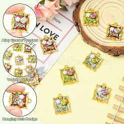 8 Stück 4 Farben goldene Legierung Harz Anhänger&nbsp;FIND-CJ0004-91