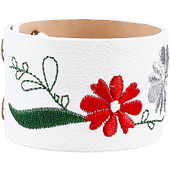 Armbänder aus Kunstleder mit Blumenstickerei&nbsp;BJEW-WH20007-08A