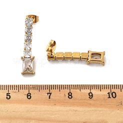 Orecchini a bottone con nappina in zirconia cubica trasparente in acciaio inossidabile 304&nbsp;EJEW-Z094-01F-G