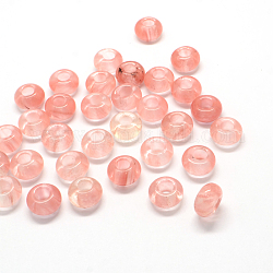 Perline di perle europee di vetro di quarzo di ciliegia, rondelle, 13~14x7~8mm, Foro: 5 mm