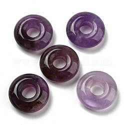 Natural Amethyst Pendants, Donut/Pi Disc Charms, 18~18.5x6mm, Hole: 5.5~6mm
