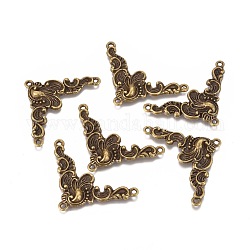 Tibetischen Stil Legierung Kronleuchter Komponente Verbinder, 3 Loop-Anschlüsse, Cadmiumfrei und Nickel frei und Bleifrei, Antik Bronze, ca. 25 mm lang, 43 mm breit, 4 mm dick, Bohrung: 2 mm