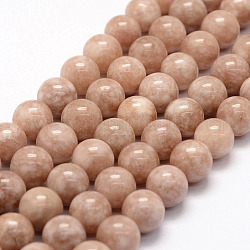 Chapelets de perles de sunstone naturelle naturelles, ronde, 10mm, Trou: 1mm, Environ 37 pcs/chapelet, 14.5 pouce
