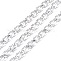 Овальные бордюрные цепи из оксидированного алюминия, несварные, с катушкой, серебряные, ссылка: 11x6x1.7 mm, около 30 м / рулон