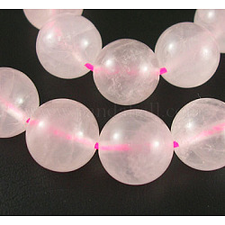 Chapelets de perles en pierre gemme, quartz rose naturel, ronde, environ 12 mm de diamètre, Trou: 1mm