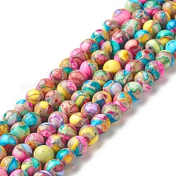 Brins de perles de magnésite naturelles et teintes assemblées, ronde, colorées, 6~6.5mm, Trou: 0.5~1mm, Environ 63~64 pcs/chapelet, 14.84~15.16 pouce (37.7~38.5 cm)