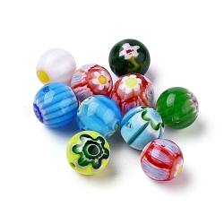 Millefiori main perles rondes en verre, couleur mixte, 10mm, Trou: 1mm