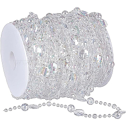 BENECREAT 66 Feet Acrylic Crystal Flower Chain Ab Bead Chain Decoration Prism Chandelier Bead Chain is Suitable for Wedding Party Decoration, DIY Door Curtain Decoration