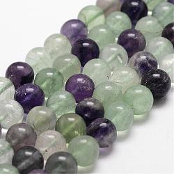 Chapelets de perles en fluorite naturelle, ronde, grade AB, 6mm, Trou: 1mm, Environ 61 pcs/chapelet, 14.9 pouce ~ 15.1 pouces