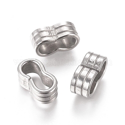 201 charms per diapositive in acciaio inossidabile / perle scorrevoli, per fare braccialetti con cordoncino di cuoio, colore acciaio inossidabile, 12x6.5x5mm, Foro: 4x9.5 mm
