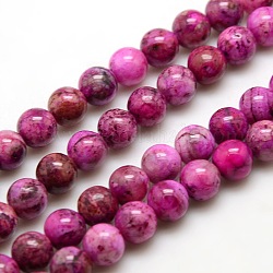 Natürliche Edelstein Hemimorphit runde Perlen Stränge, gefärbt, tief rosa, 8 mm, Bohrung: 1.2 mm, ca. 50 Stk. / Strang, 15.74 Zoll