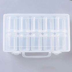 Пластмассовый шарик контейнеры, съемный, 10 отсеков, прямоугольные, прозрачные, 22.5x13x5.2см, 10 отсека / коробка