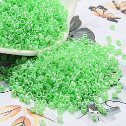 Galvanoplastie perles de rocaille en verre transparent, Ceylan, cylindre, vert printanier, 2.5x1.6mm, Trou: 1.4mm, environ 50398 pcs / livre