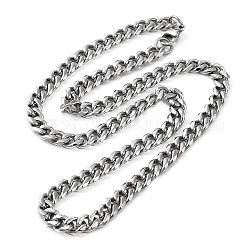 304 collier chaîne à maillons cubains en acier inoxydable pour homme femme, couleur inoxydable, 20.00 pouce (50.8 cm)