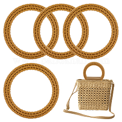 Ручки сумки из искусственного ротанга, круглые кольца, для замены ремней для мешков, темно-золотистые, 11.8x0.85 см, Внутренний диаметр: 8.8 cm