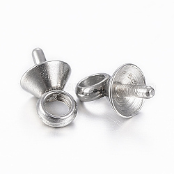 304 tasse en acier inoxydable perle peg bails pin pendentifs, pour la moitié de perles percées, couleur inoxydable, 7x4mm, Trou: 2mm, pin: 0.8 mm
