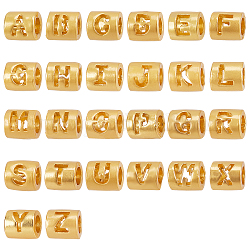 Olycraft 52pcs 26 Stillegierung Buchstabenperlen, Kolumne, mattgoldene Farbe, Buchstabe a ~ z, 6.5x6 mm, Bohrung: 3 mm, 2pcs / style