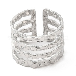 304 anello per polsino aperto multilinea in acciaio inossidabile da donna, colore acciaio inossidabile, diametro interno: 17mm