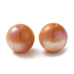 Perles de résine opaques irisées, perles de bonbons, ronde, chocolat, 12x11.5mm, Trou: 2mm