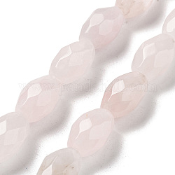 Chapelets de perles en quartz rose naturel, riz facettes, 12.5x8mm, Trou: 1.2mm, Environ 16 pcs/chapelet, 7.68'' (19.5 cm)