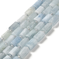 Natürliche Aquamarin Perlen Stränge, mit Glasperlen, facettiert, Kolumne, 8.5~11x5.5~6.5 mm, Bohrung: 1 mm, ca. 14~15 Stk. / Strang, 7.48'' (19 cm)