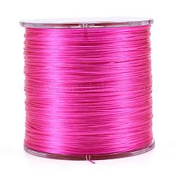 Flache elastische Kristallschnur, elastischer Perlenfaden, für Stretcharmbandherstellung, tief rosa, 0.5 mm, ca. 328.08 Yard (300m)/Rolle
