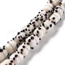 Manuell Murano Glas Perlen, holperig, Panda, weiß, 11~13x9~10 mm, Bohrung: 1.8~2 mm, ca. 30 Stk. / Strang, 13.58 Zoll (34.5 cm)