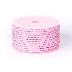 Cordon tressé en polyester, perle rose, 3mm, environ 12.02~13.12 yards (11~12 m)/rouleau