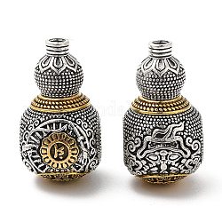 Perline guru a 3 foro in lega di stile tibetano con placcatura a cremagliera, perle forate a T., zucca,  cadmio& piombo libero, argento antico e oro antico, 23.5x13x15mm, Foro: 2 mm e 2.4 mm