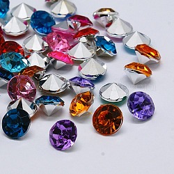 Имитация taiwan акриловый горный хрусталь указал назад кабошоны, граненые, алмаз, разноцветные, 12x7.5 мм, около 500 шт / упаковка