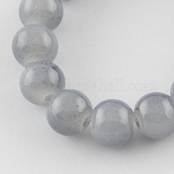 Imitation Jade Glass Beads Strands, Spray Painted, Round, Light Grey, 14mm, Hole: 1.3~1.6mm, about 57pcs/strand, 31.4 inch