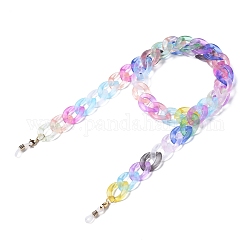 Brillenketten, Halsband für Brillen, mit transparenten Acrylkanten, 304 Hummerkrallenverschlüsse aus Edelstahl und Gummischlaufenenden, Farbig, 27.9~28.3 Zoll (71~72 cm)