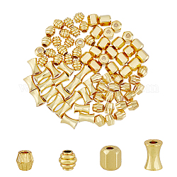 DICOSMETIC 80Pcs 4 Style Brass Beads, Hexagon & Column & Bicone, Golden, 4~4.5x4x4~6mm, Hole: 1.5~1.6mm, 20pcs/style