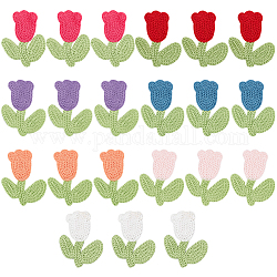 Fingerinspire 21 pz cucito fiori all'uncinetto 7 colori modello tulipano applicazioni di fiori all'uncinetto poliestere abbellimenti fatti a mano all'uncinetto artigianato fai da te cucire applicazioni per vestiti camicie giacche giacche