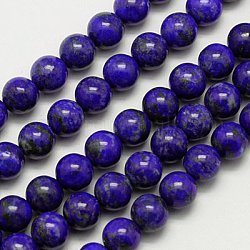 Natural Lapis Lazuli Beads Strands, Grade A-, Round, 8mm, Hole: 1mm, about 48pcs/strand, 16 inch