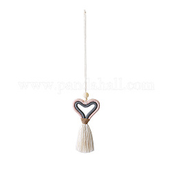 Decorazioni ciondolo cotone nappa, ornamento appeso a cuore intrecciato, roso, 33.5~36x6.5~7.8cm