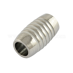 Barrel Brass Enamel Magnetic Clasps, Platinum, White, 16x10mm, Hole: 5~6mm