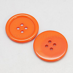 Botones de resina, teñido, plano y redondo, naranja oscuro, 25x3mm, agujero: 2 mm, 98 unidades / bolsa